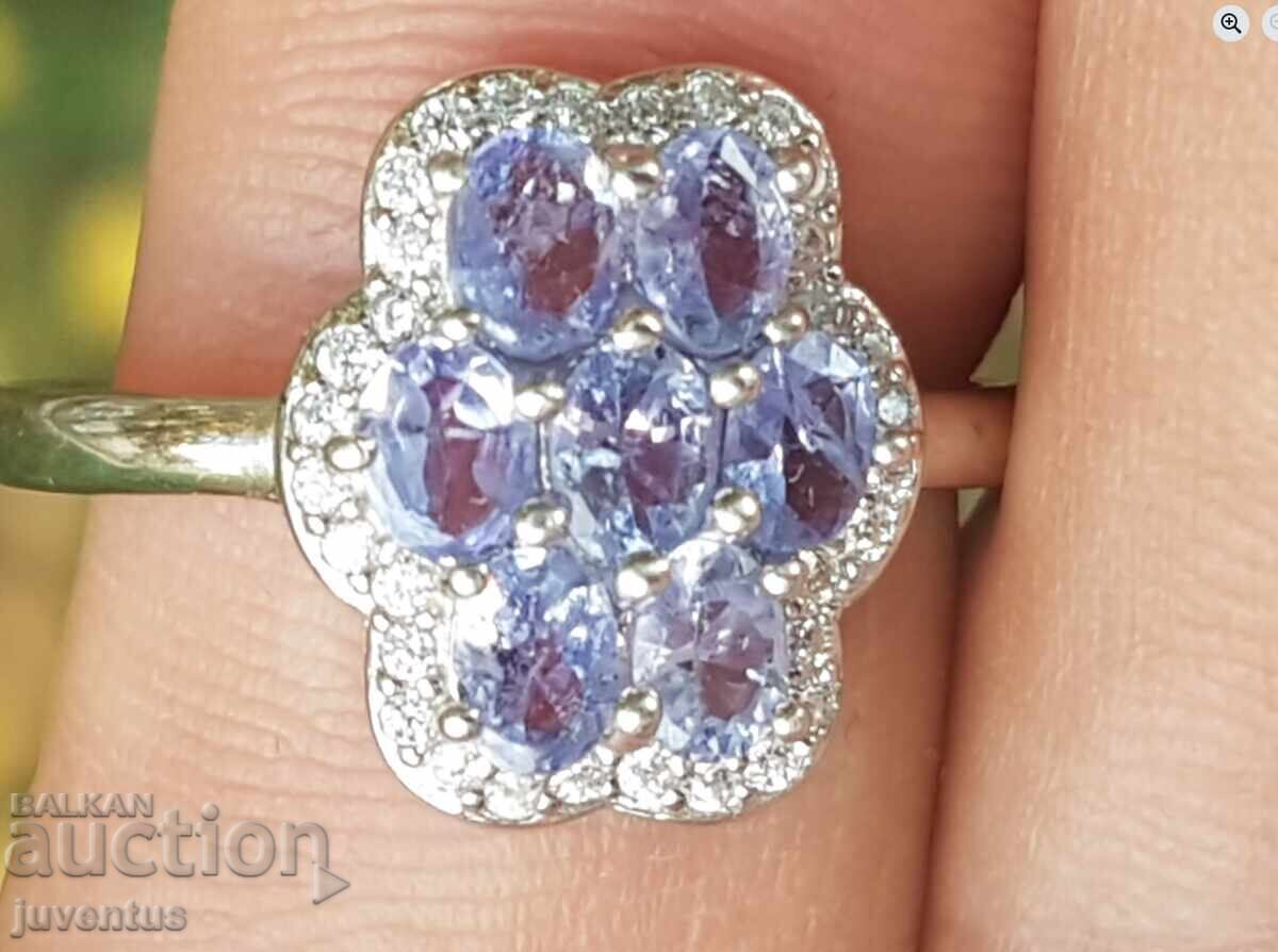 SILVER RING WITH TANZANITE (TANZANIA) SILVER RING WITH TANZANITE (TANZANIA)