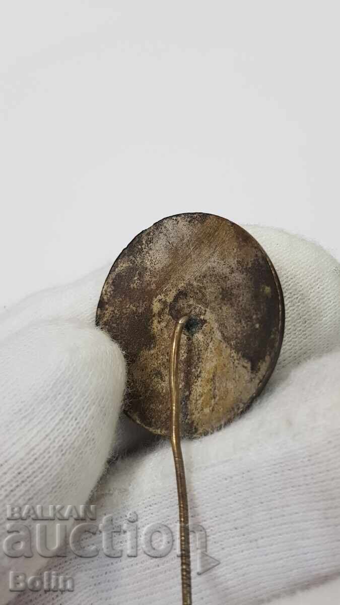 Foarte rară insignă regală Turneul Balcanic de Fotbal 1935 Sofia - 5