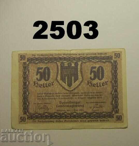 Vorarlberg Bregenz 50 Heller 1921 Austria Vorarlberg Bregenz 50 Heller 1921 Austria