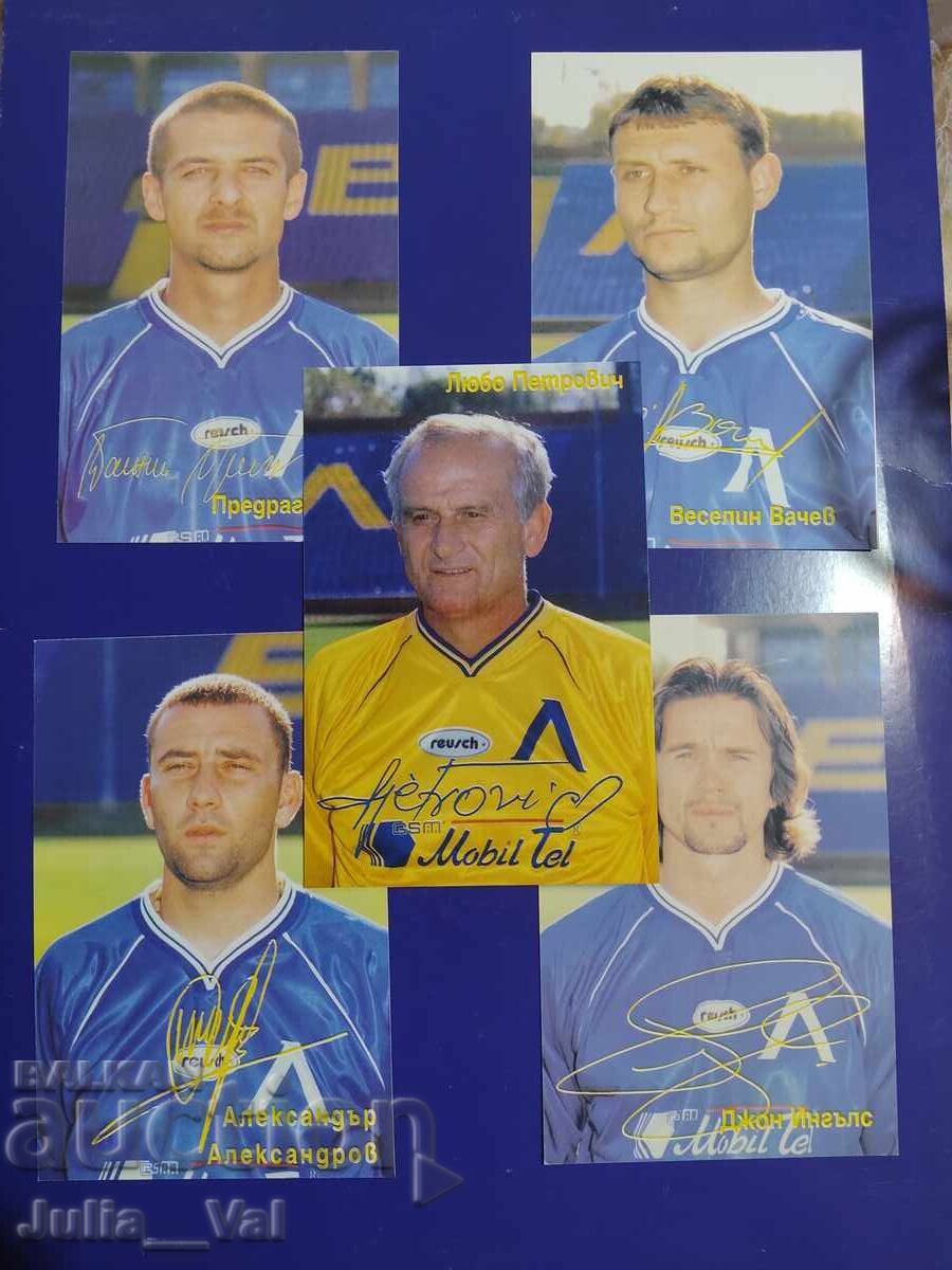 PFC Levski - 5 cărți poștale cu autografe PFC Levski - 5 cărți poștale cu autografe