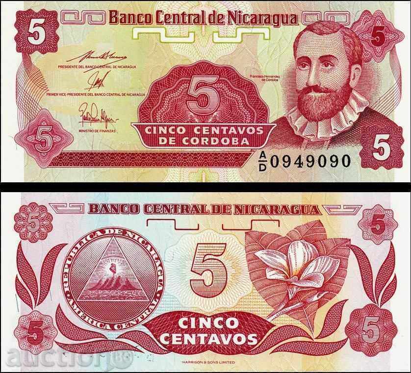 +++ NICARAGUA 5 TSENTAVO P 168 1991 UNC +++
