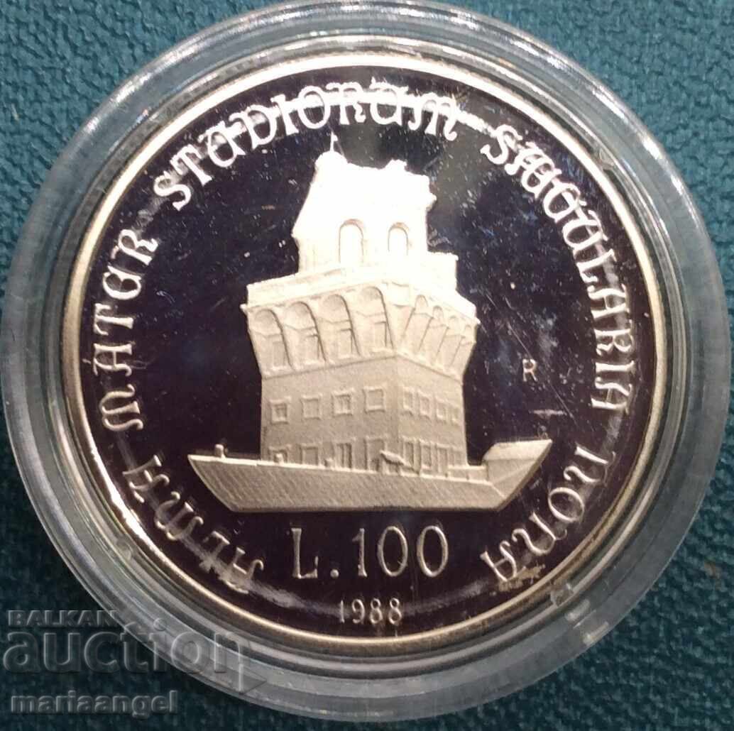 100 Λίρες 1988 Επέτειος του Πανεπιστημίου της Μπολόνια PROOF UNC ασήμι με τιμή 45.00 BGN | € 23.01