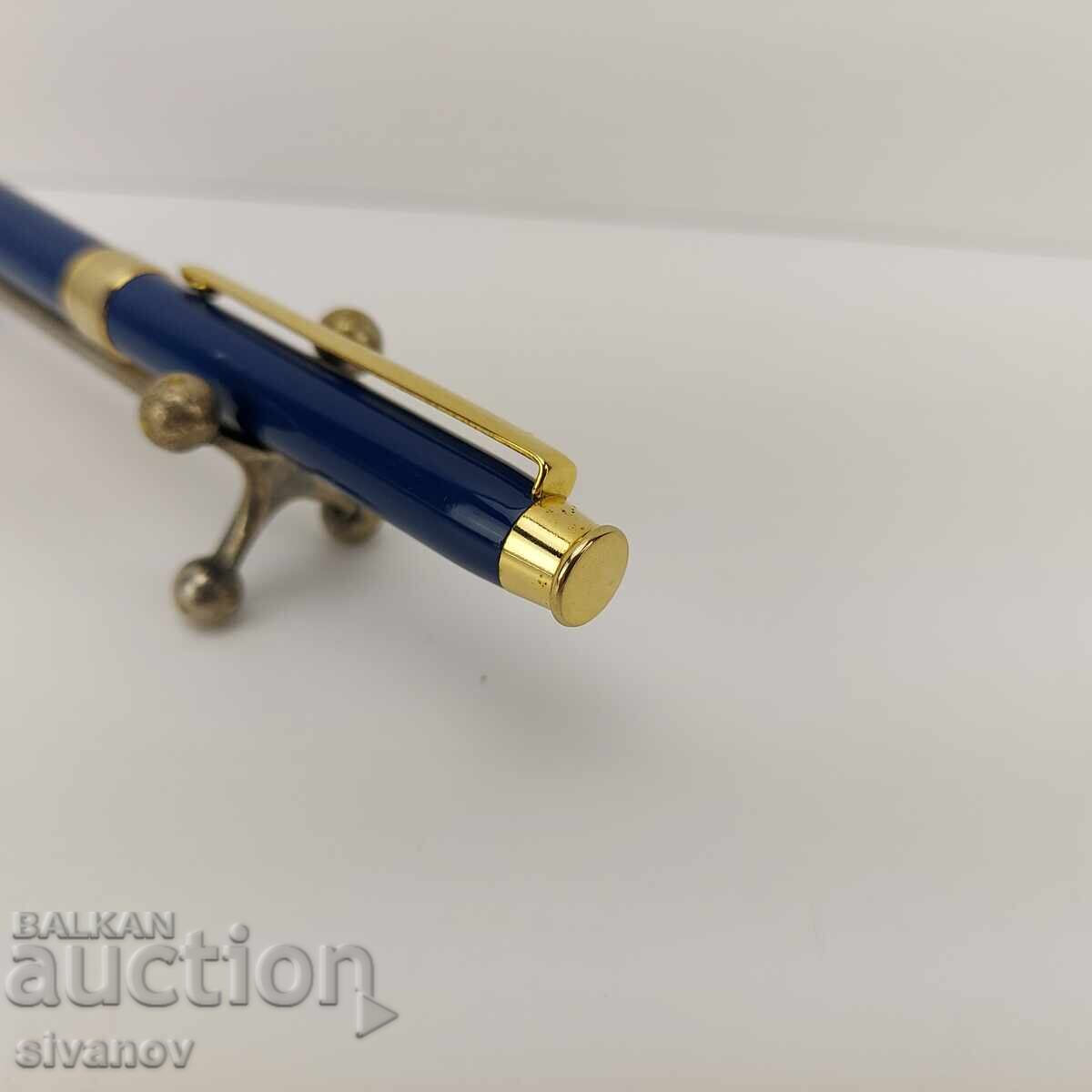 Auction Pierre Cardin Ballpoint Pen with Blue and Gold Finish #4723 Auction Pierre Cardin Ballpoint Pen with Blue and Gold Finish #4723