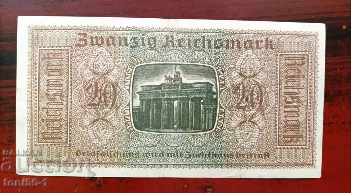 Germany, 20 Reichsmark 1940-45 with price 23.00 BGN | € 11.76 Germany, 20 Reichsmark 1940-45 with price 23.00 BGN | € 11.76