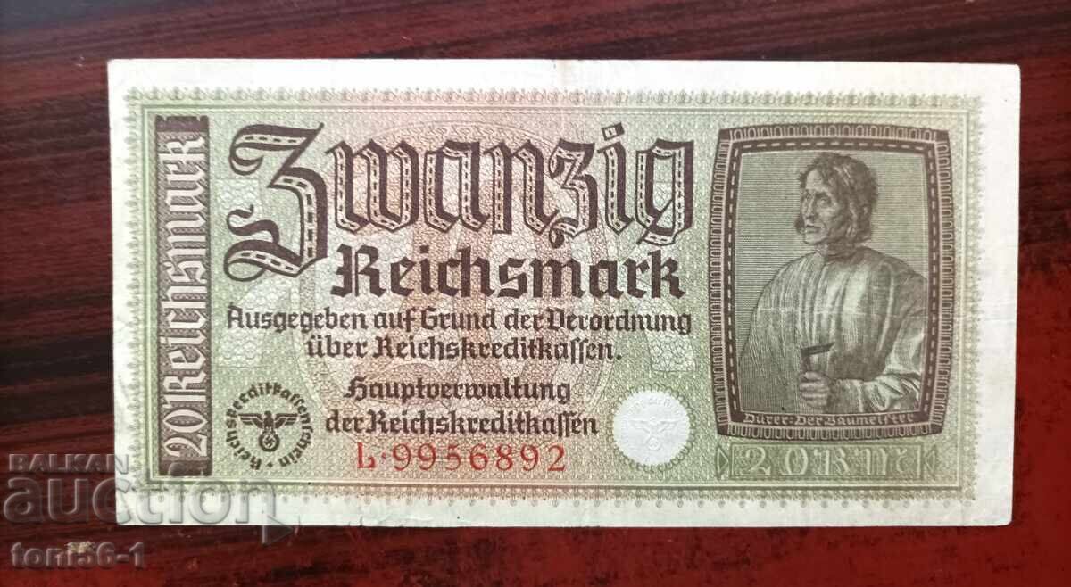 Germany, 20 Reichsmark 1940-45 Germany, 20 Reichsmark 1940-45
