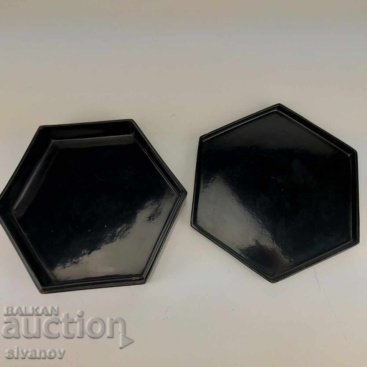 Livrarea Cutie veche de lemn cu sidef incrustat, lac negru #4992