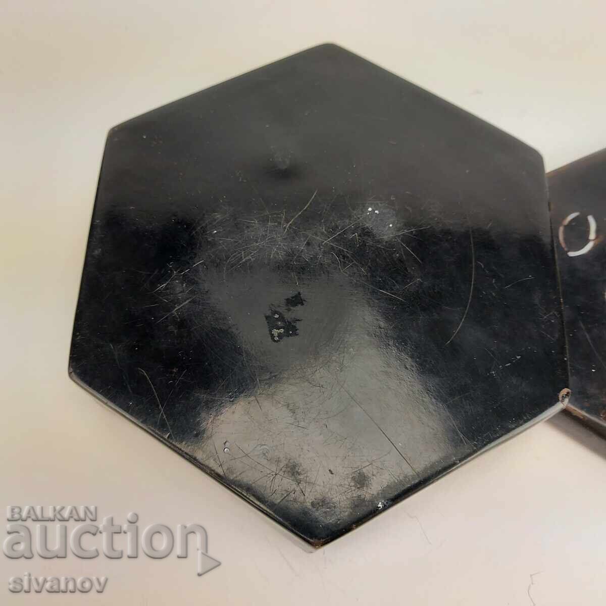 Cutie veche de lemn cu sidef incrustat, lac negru #4992 - 5