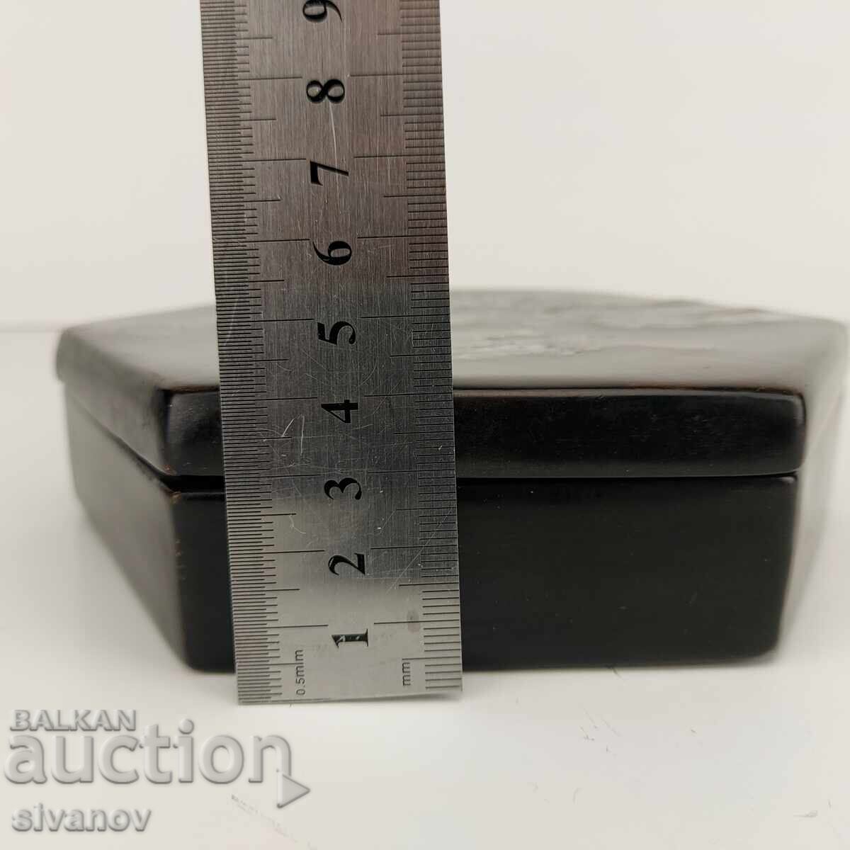 Cutie veche de lemn cu sidef incrustat, lac negru #4992 - 7