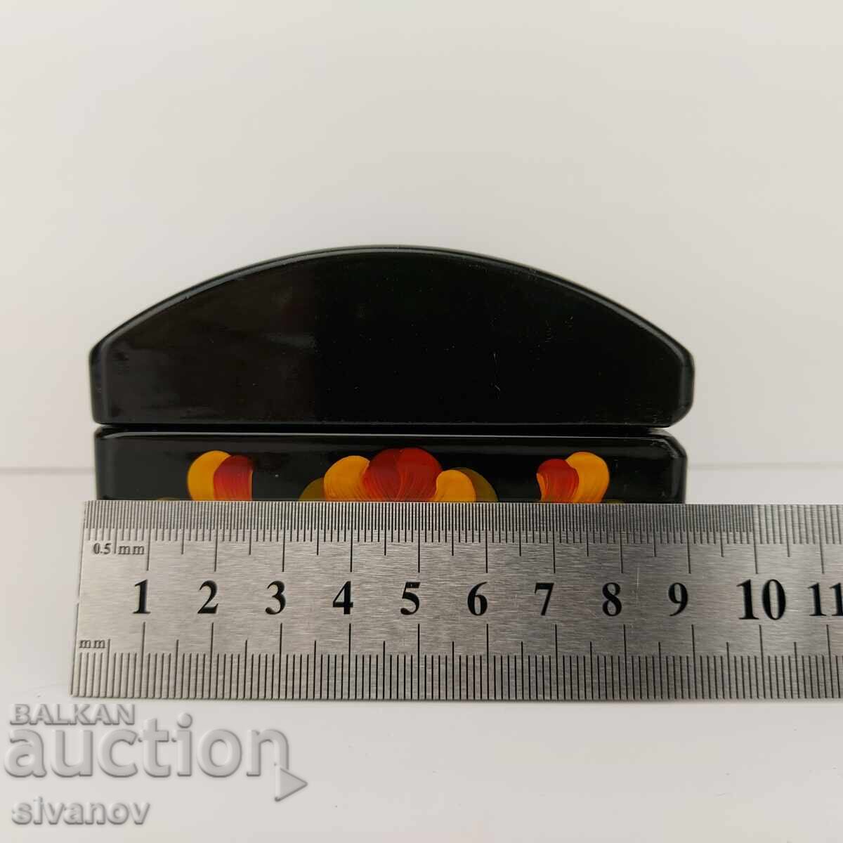 Cutie veche frumoasă din lemn pentru bijuterii cu flori #5012 - 6