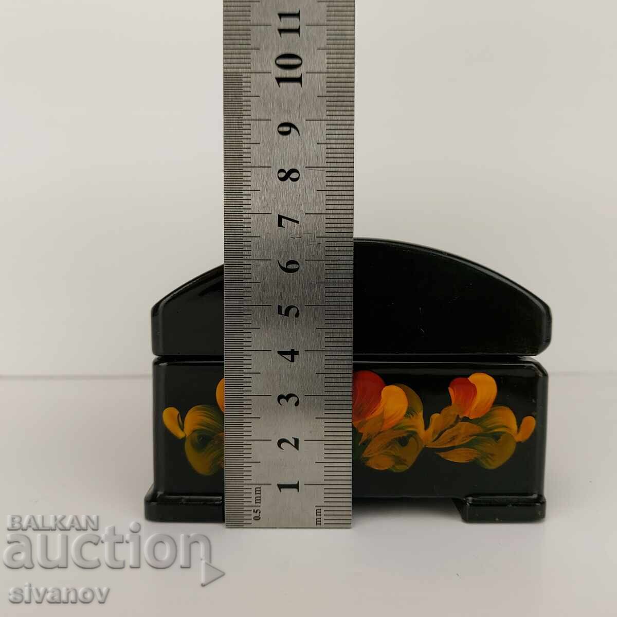 Cutie veche frumoasă din lemn pentru bijuterii cu flori #5012 - 7