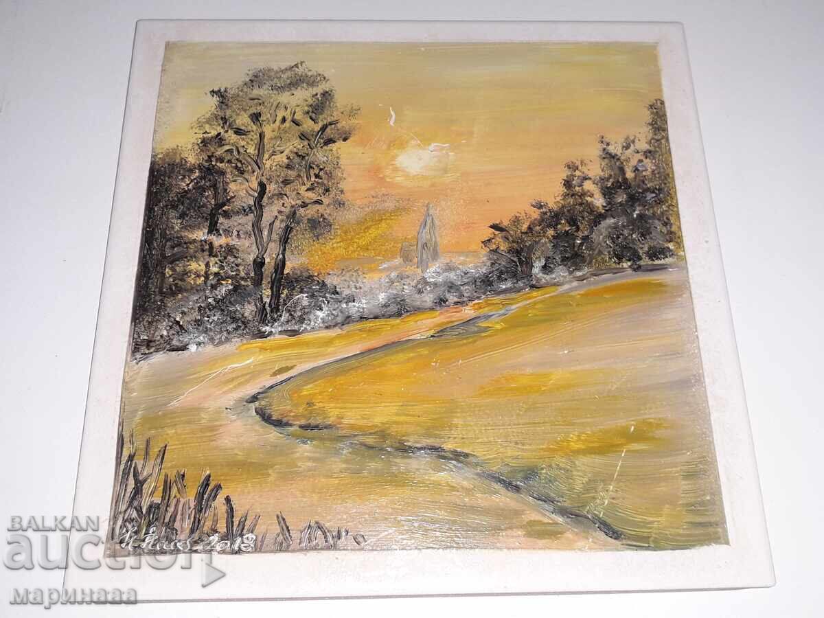 Hand-painted, signed plate