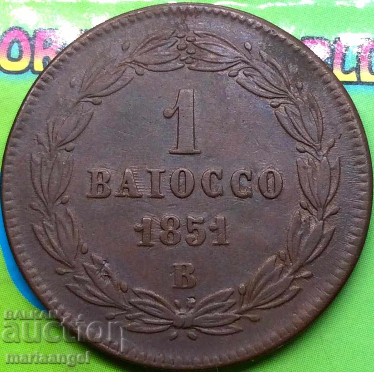 1 Baiocco 1851 Vatican Gregory XVI Bronze - 7 1 Baiocco 1851 Vatican Gregory XVI Bronze - 7