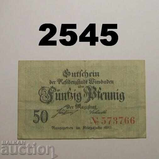 Wiesbaden 50 pfennig 1917 Германия