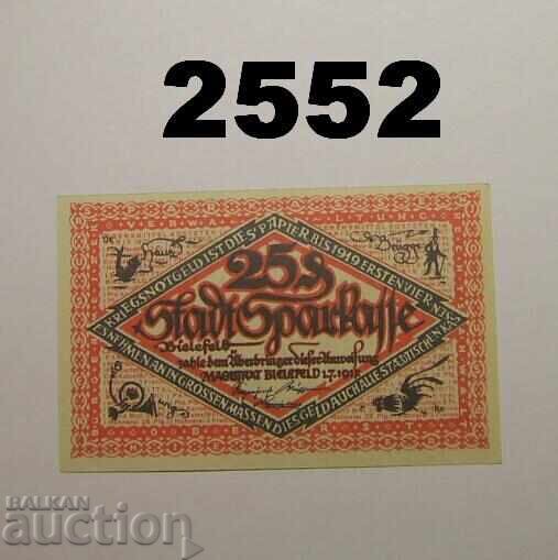 Bielefeld 25 pfennig 1917 Germania cu preț 6.00 BGN | € 3.07