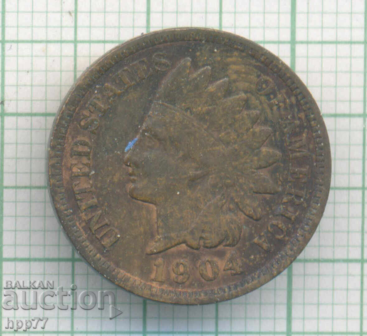 US one cent coin 1904