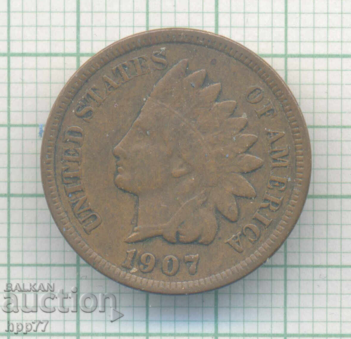 United States one cent coin 1907 United States one cent coin 1907