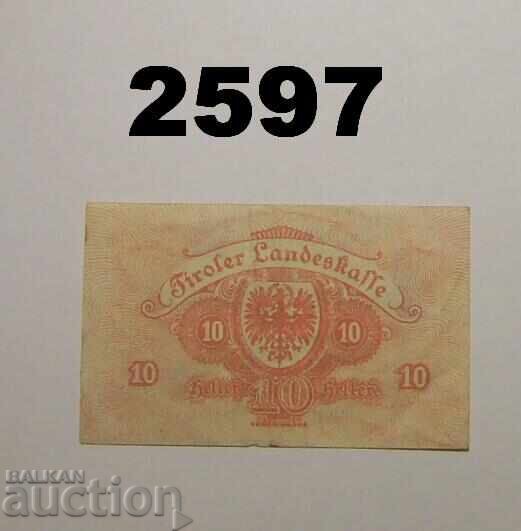 Τιρόλο 10 χέλερ 1919 Αυστρία με τιμή 1.00 BGN | € 0.51