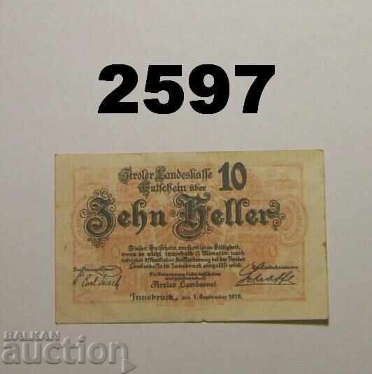 Τιρόλο 10 χέλερ 1919 Αυστρία