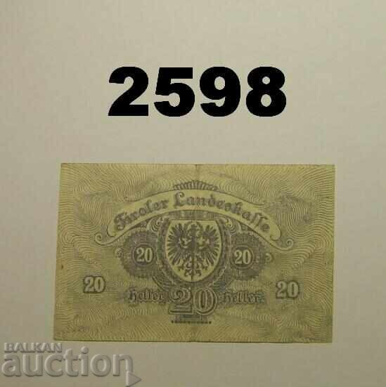 Tirol 20 heller 1919 Австрия с цена 1.50 лв. | € 0.77