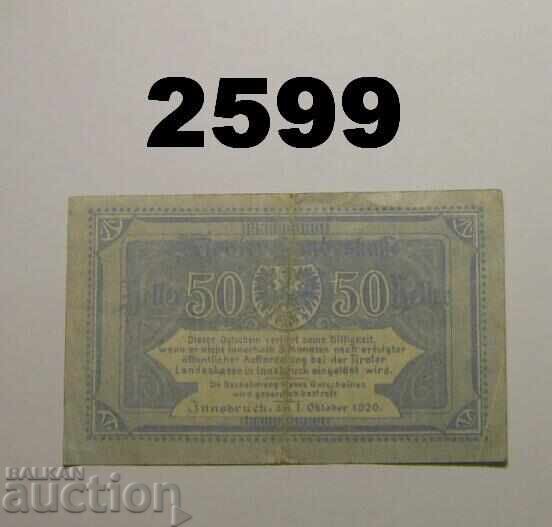 Tirol 50 heller 1920 Austria cu preț 2.00 BGN | € 1.02