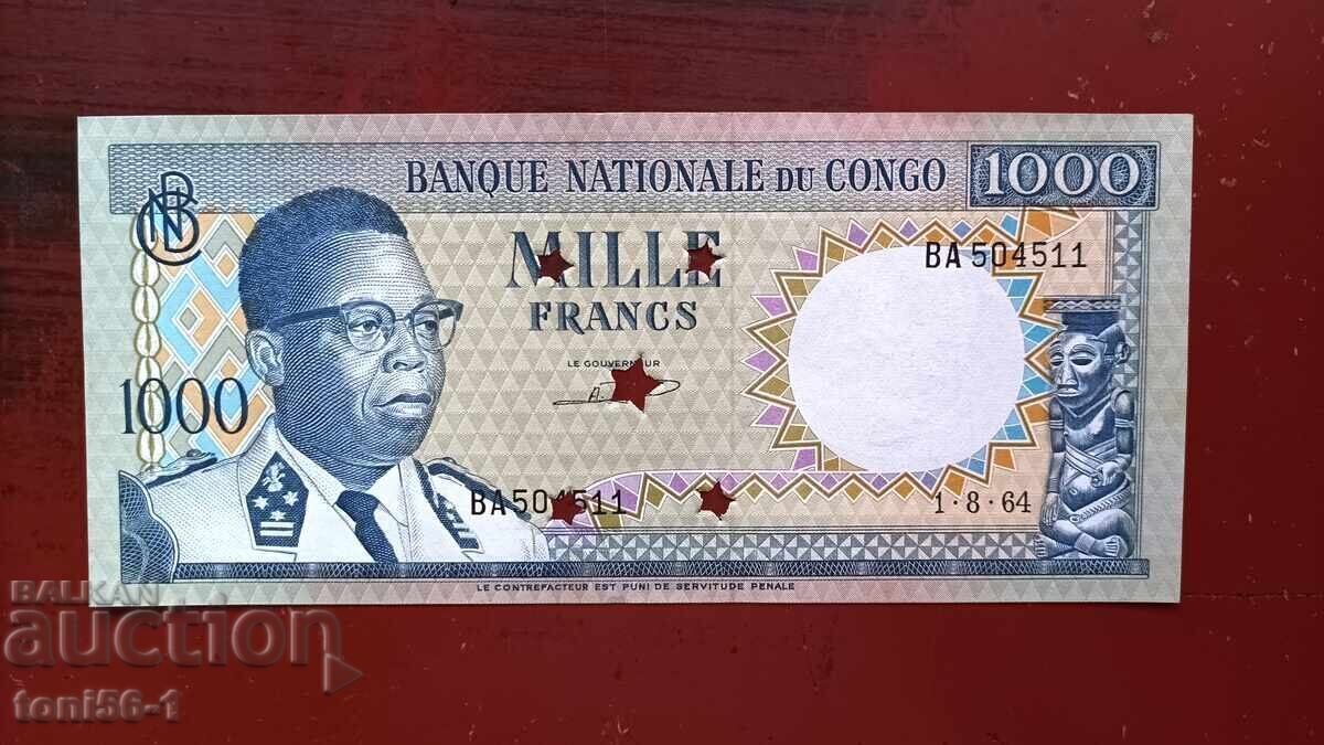 Congo 1000 Francs 1964 UNC
