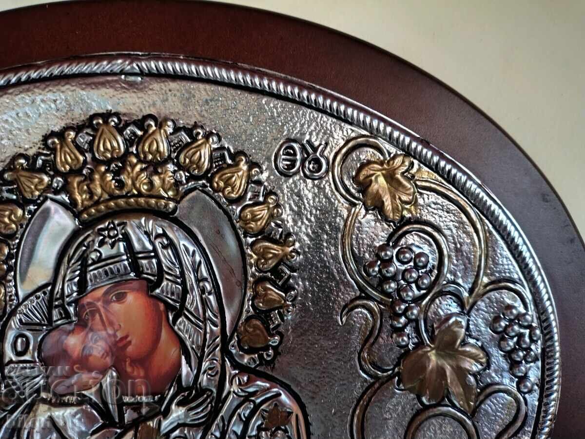 Licitație Superbă Icoană Argintată a Maicii Domnului cu Pruncul Licitație Superbă Icoană Argintată a Maicii Domnului cu Pruncul