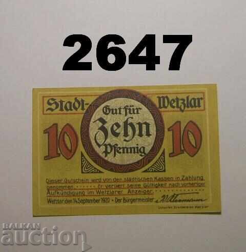 Wetzlar 10 pfennig 1920 Germany with price 2.00 BGN | € 1.02
