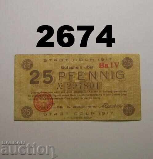 Cologne Cologne 25 pfennig 1918 Germany