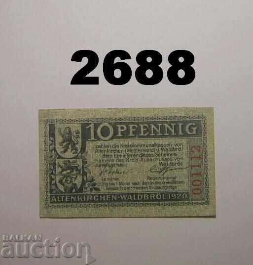 Αλτενκίρχεν & Βάλντμπρολ 10 φεννίγκ 1920 Γερμανία