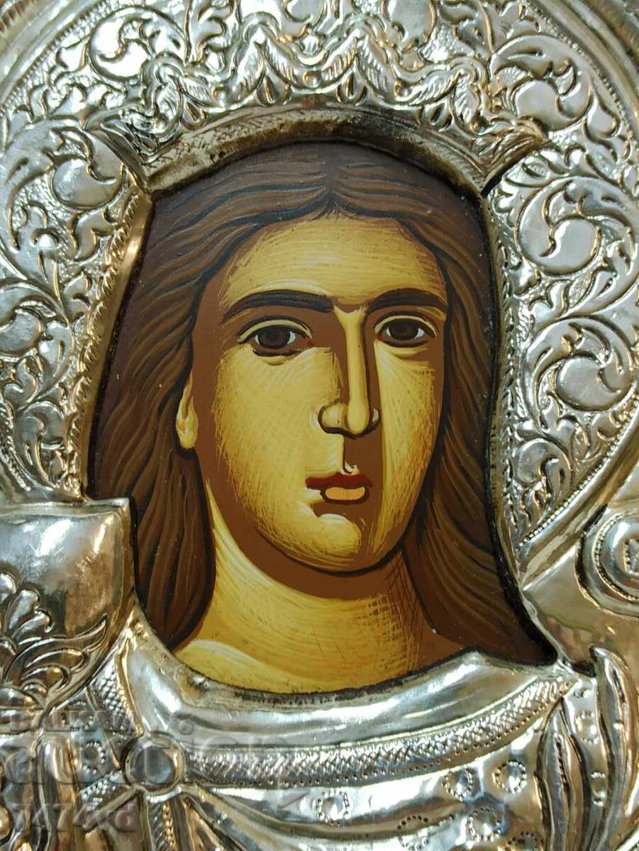 Auction  Solid silver icon of St. Barbara, 950 silver grade