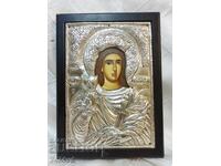 Solid silver icon of St. Barbara, 950 silver grade