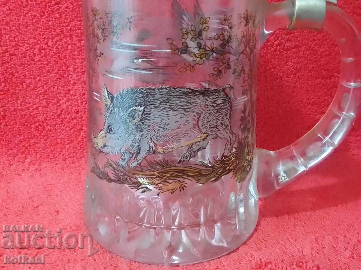 Παλιά, στιβαρή γυάλινη κούπα 500 ml Αγριόχοιρος Πάπιες Κυνηγός με τιμή 235.50 BGN | € 120.41