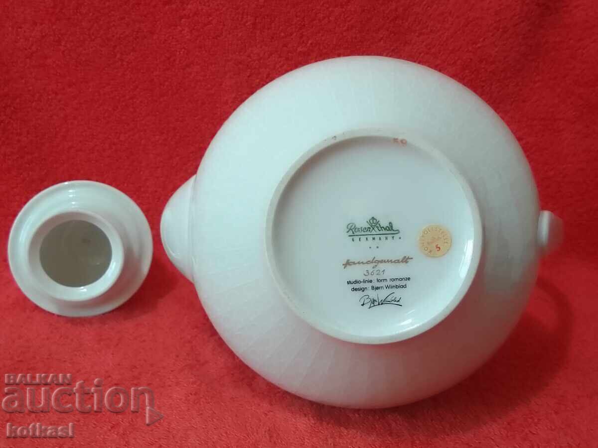 Κανάτα καφέ πορσελάνη Rosenthal επιχρυσωμένη χειροποίητη ανάγλυφη - 6