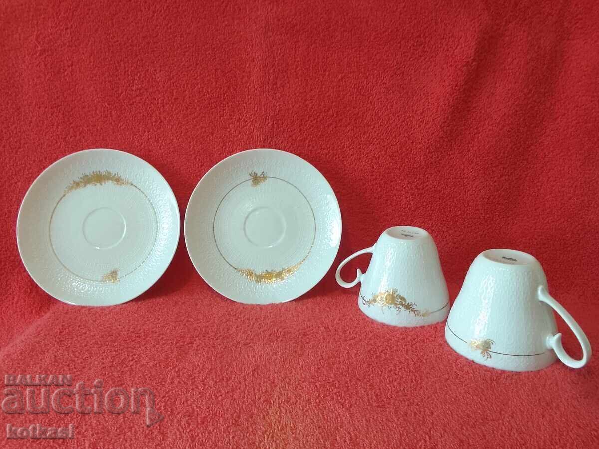 Delivery of Two Porcelain Sets for Milk, Cup and Plate, Rosenthal, Handmade