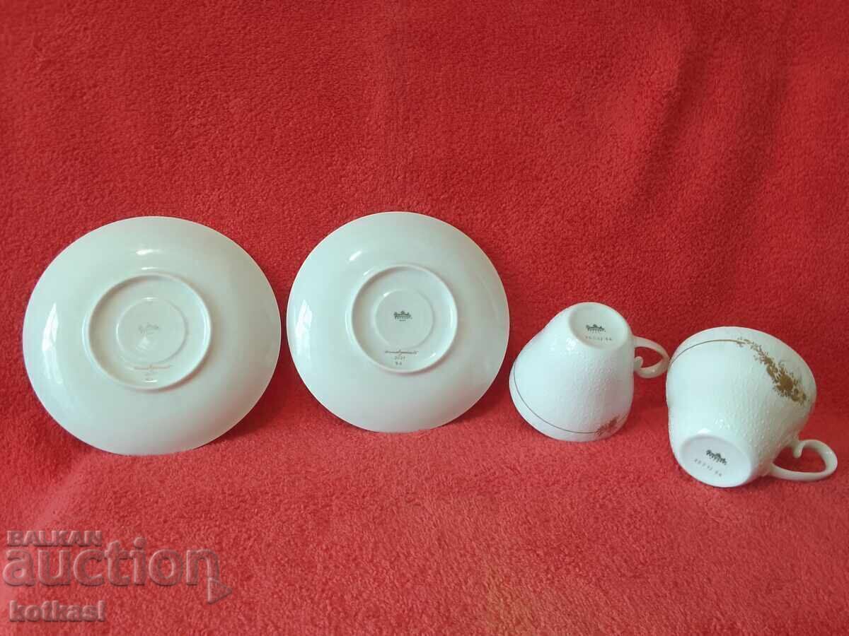 Two Porcelain Sets for Milk, Cup and Plate, Rosenthal, Handmade - 5