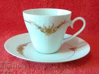 Set dublu de porțelan ceașcă farfurie aurire Rosenthal lucrat manual