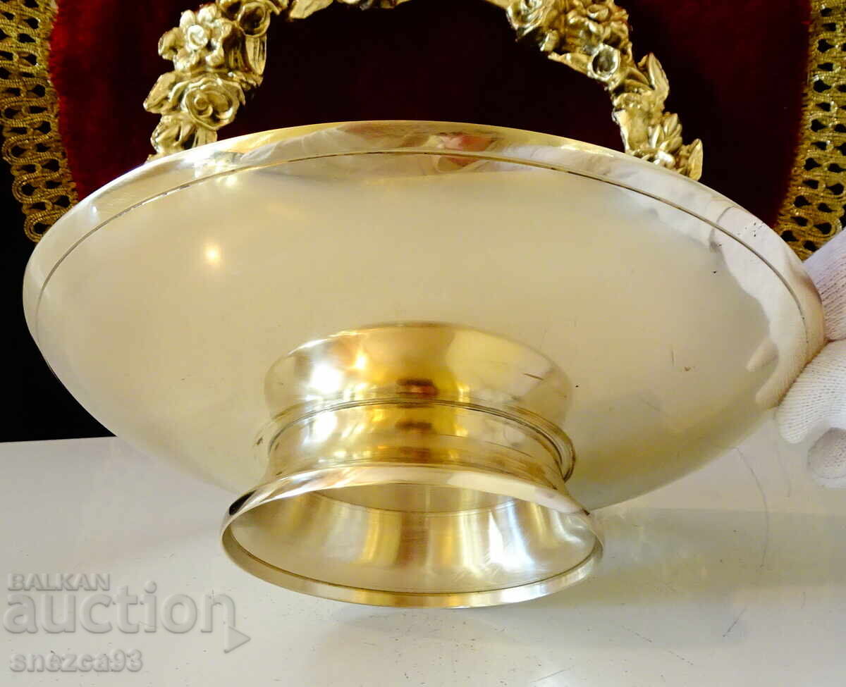 Auction  Raised bronze fruit bowl, painting with cloisonné enamel