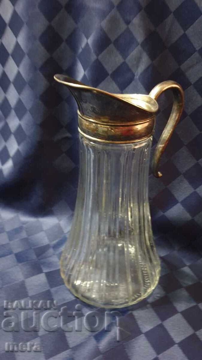 Cană de cristal cu ornamente metalice argintate - 5