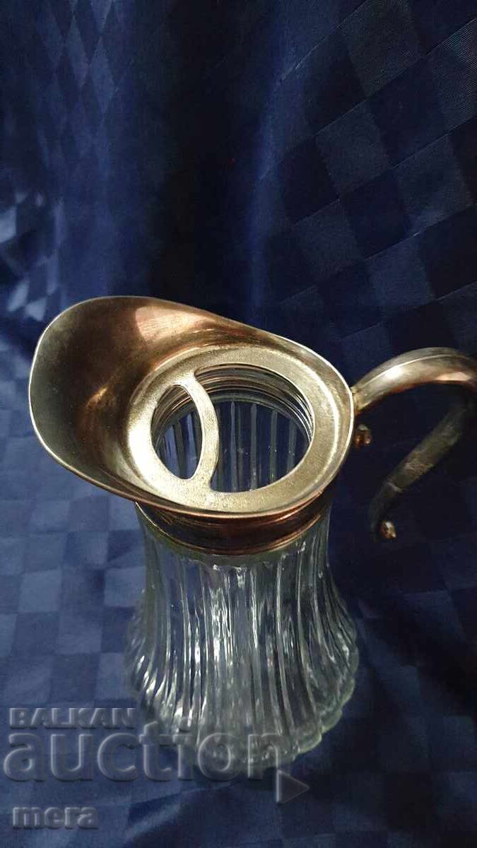 Cană de cristal cu ornamente metalice argintate - 6