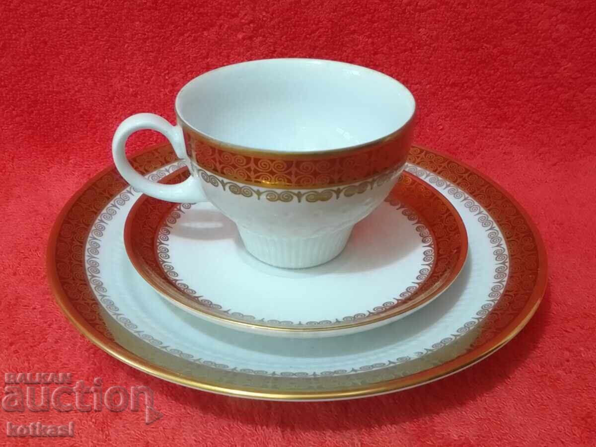 Star triple set cup, 2 plates, gold plating Germany KAHLA with price 35.50 BGN | € 18.15