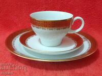 Set vechi format din cană, 2 farfurii, aurire Germania KAHLA