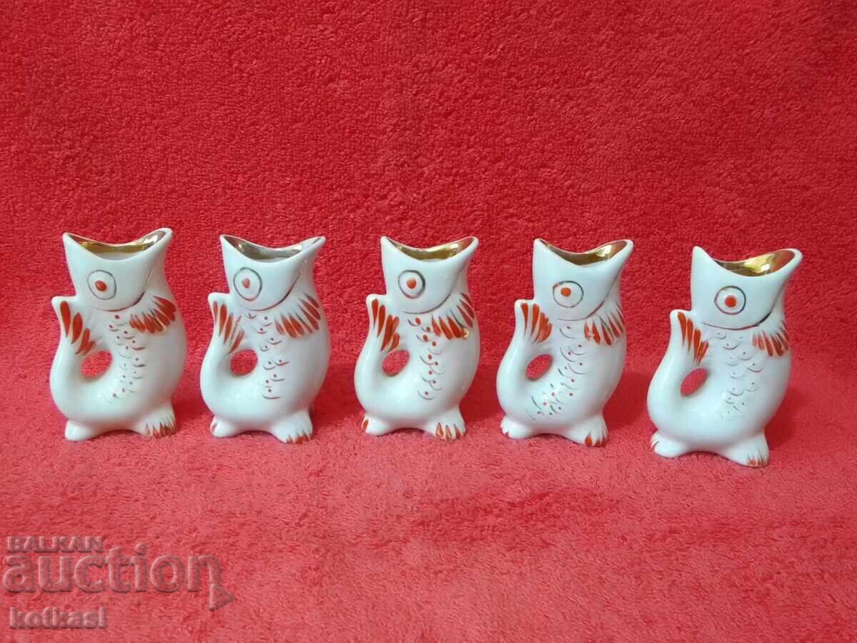 Star Lot 5 pcs Porcelain Cups Fish USSR Russia Gilding with price 55.50 BGN | € 28.38