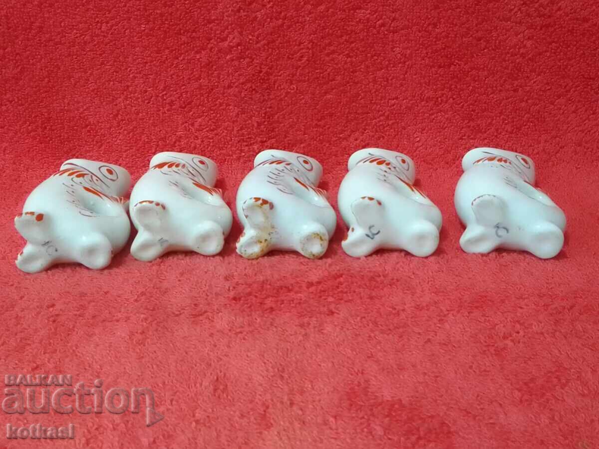 Star Lot 5 pcs Porcelain Cups Fish USSR Russia Gilding - 6