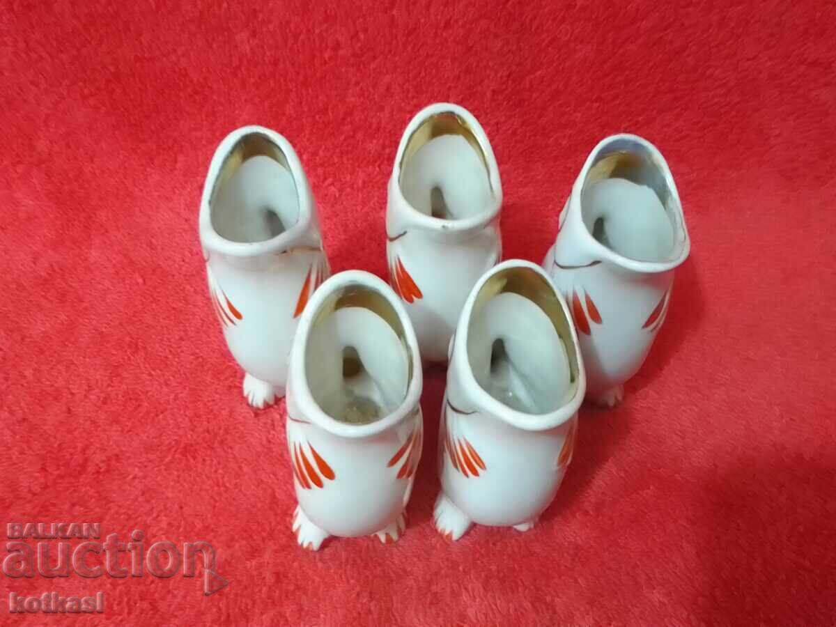 Star Lot 5 pcs Porcelain Cups Fish USSR Russia Gilding - 7