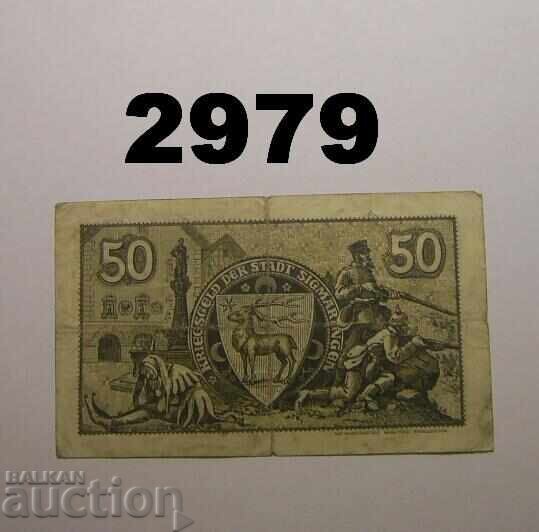 Σίγκμαρινγκεν 50 φενίχ 1918 Γερμανία με τιμή 1.50 BGN | € 0.77