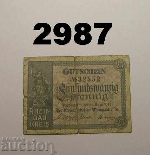 Rheingau District 25 Pfennig 1917 Germany