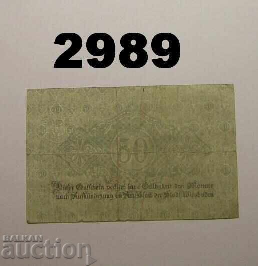 Βίζμπαντεν 50 φένιγκ 1919 Γερμανία με τιμή 1.00 BGN | € 0.51