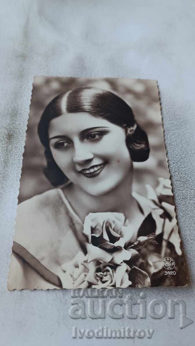 Пощенска картичка Младо момиче 1929 Пощенска картичка Младо момиче 1929