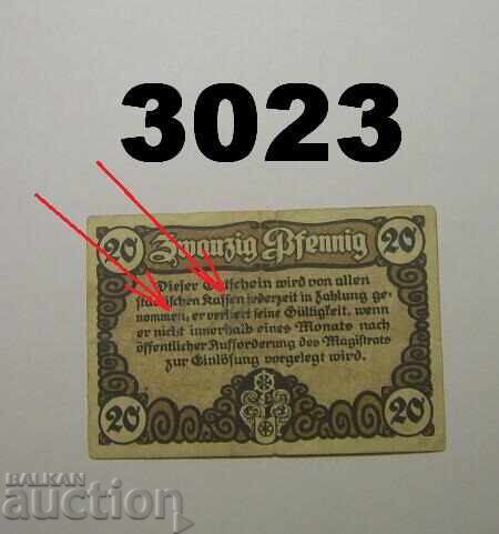 Erfurt 20 pfennig 1920 Germany with price 1.00 BGN | € 0.51