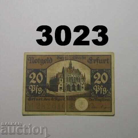 Erfurt 20 pfennig 1920 Germany